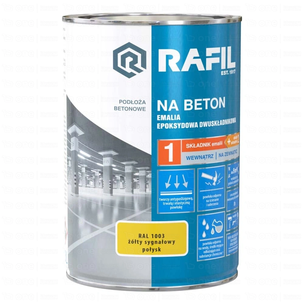 Emalia epoksydowa Rafil na beton żółty sygnałowy RAL 1003 0,63 l