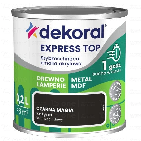 Emalia akrylowa Dekoral EXPRESS TOP do drewna i metalu czarna magia satyna 0,2 l