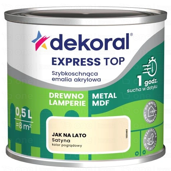 Emalia akrylowa Dekoral EXPRESS TOP do drewna i metalu jak na lato satyna 0,5 l