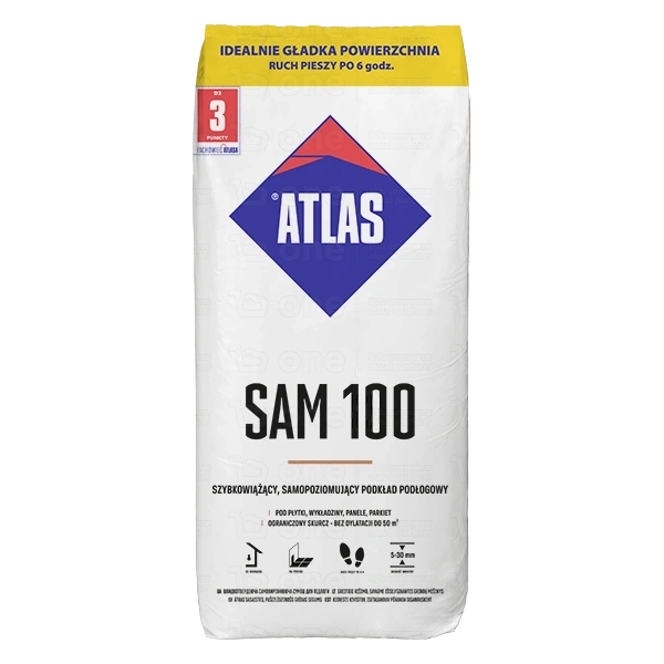 Podkład podłogowy Atlas Sam 100 5-30 mm szybkowiążący samopoziomujący 25 kg