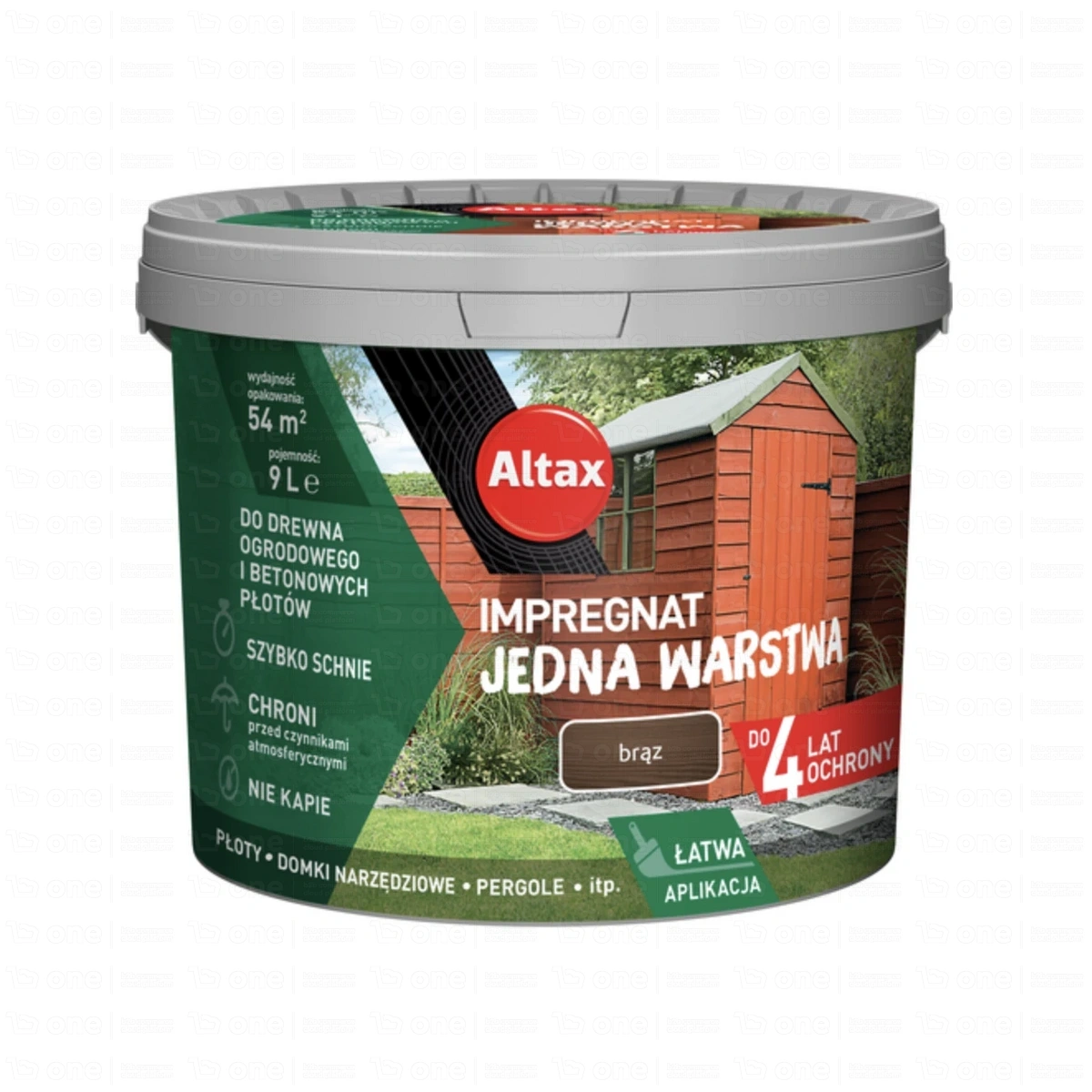 Impregnat do drewna ogrodowego Altax Jedna Warstwa 4 lata brąz mat 4,5 l