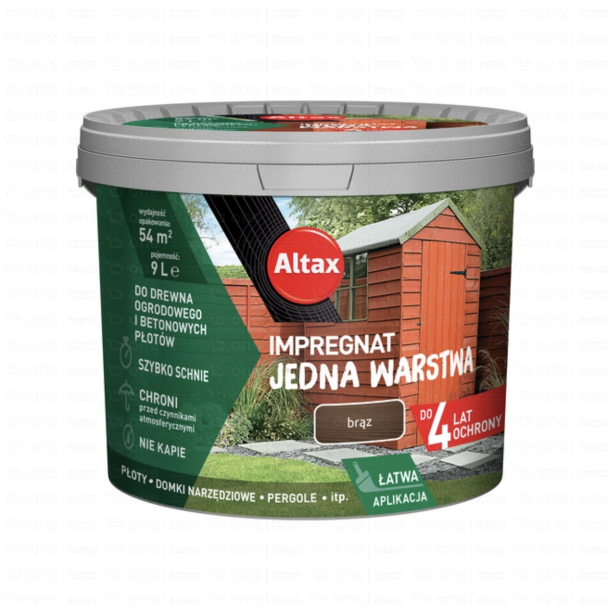 Impregnat do drewna ogrodowego Altax Jedna Warstwa 4 lata brąz mat 4,5 l
