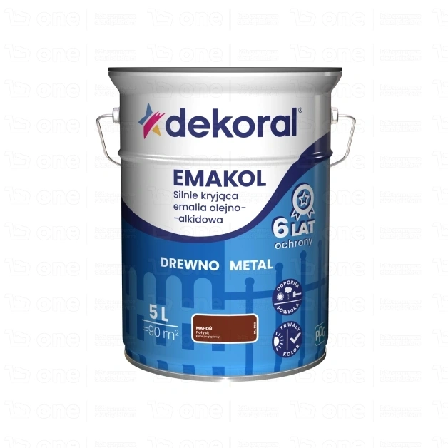 Emalia olejno-alkidowa Dekoral Emakol mahoń RAL 8012 połysk 5 l