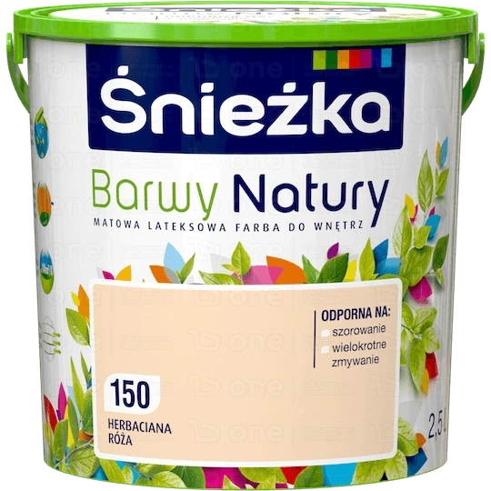 Farba lateksowa Śnieżka Barwy Natury do ścian i sufitów herbaciana róża 150 mat 2,5 l