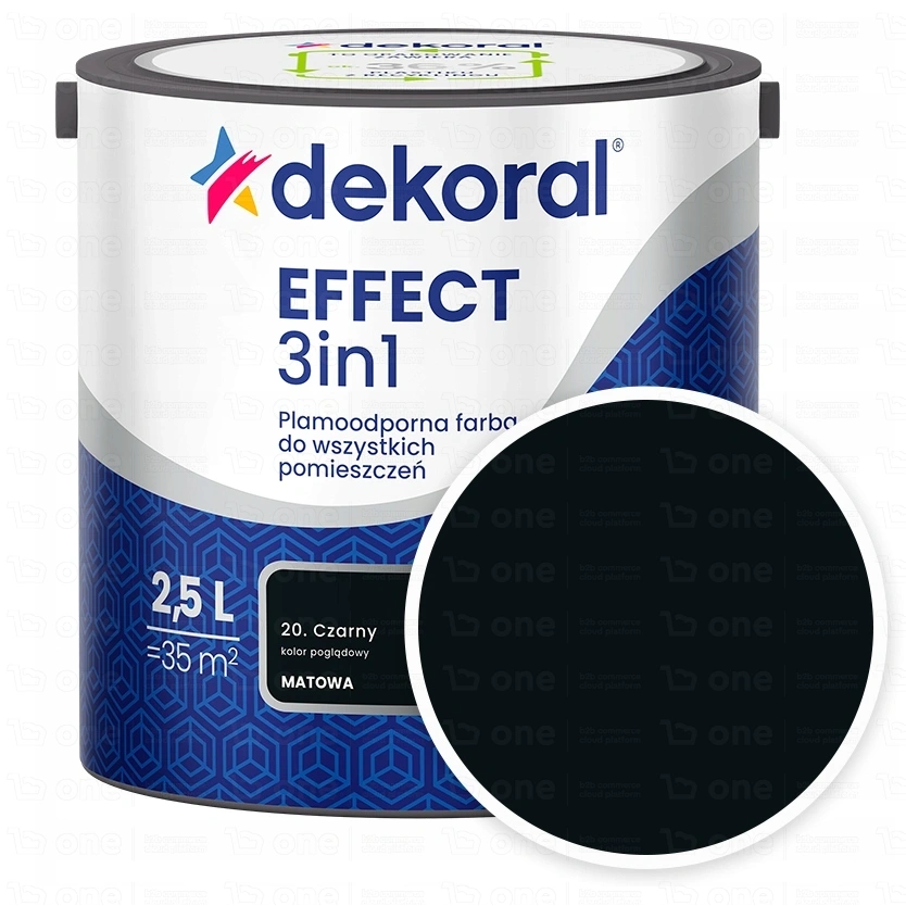 Farba lateksowa Dekoral Effect 3In1 do ścian i sufitów czarny matowy 2,5 l