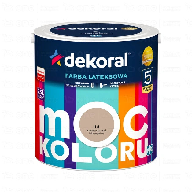 Farba lateksowa Dekoral Moc Koloru do ścian i sufitów karmelowy beż nr 14 mat 2,5 l