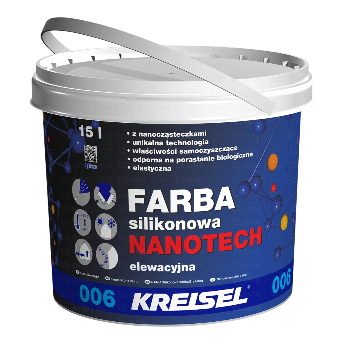 Farba silikonowa Kreisel Nanotech 006 do fasad i wnętrz baza A mat 15 l