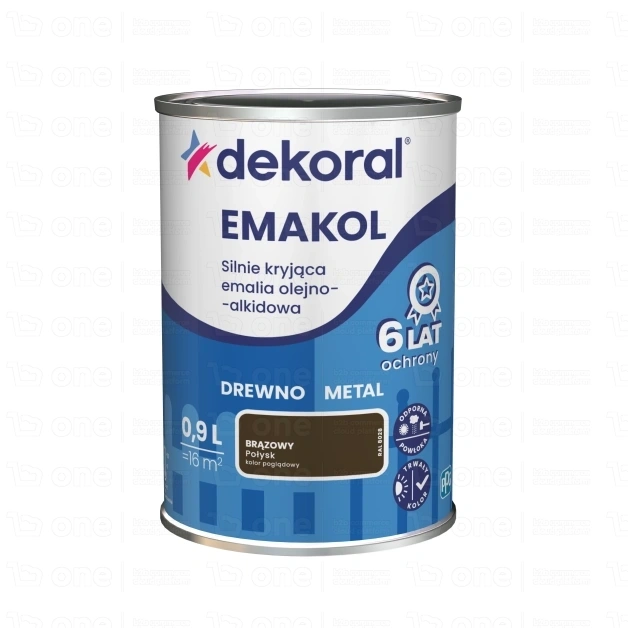 Emalia olejno-alkidowa Dekoral Emakol brązowy połysk 0,9 l