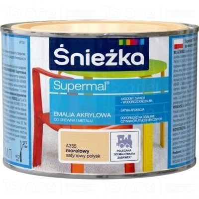 Emalia akrylowa Śnieżka Supermal do drewna i metalu morelowy A355 satynowy połysk 0,8 l