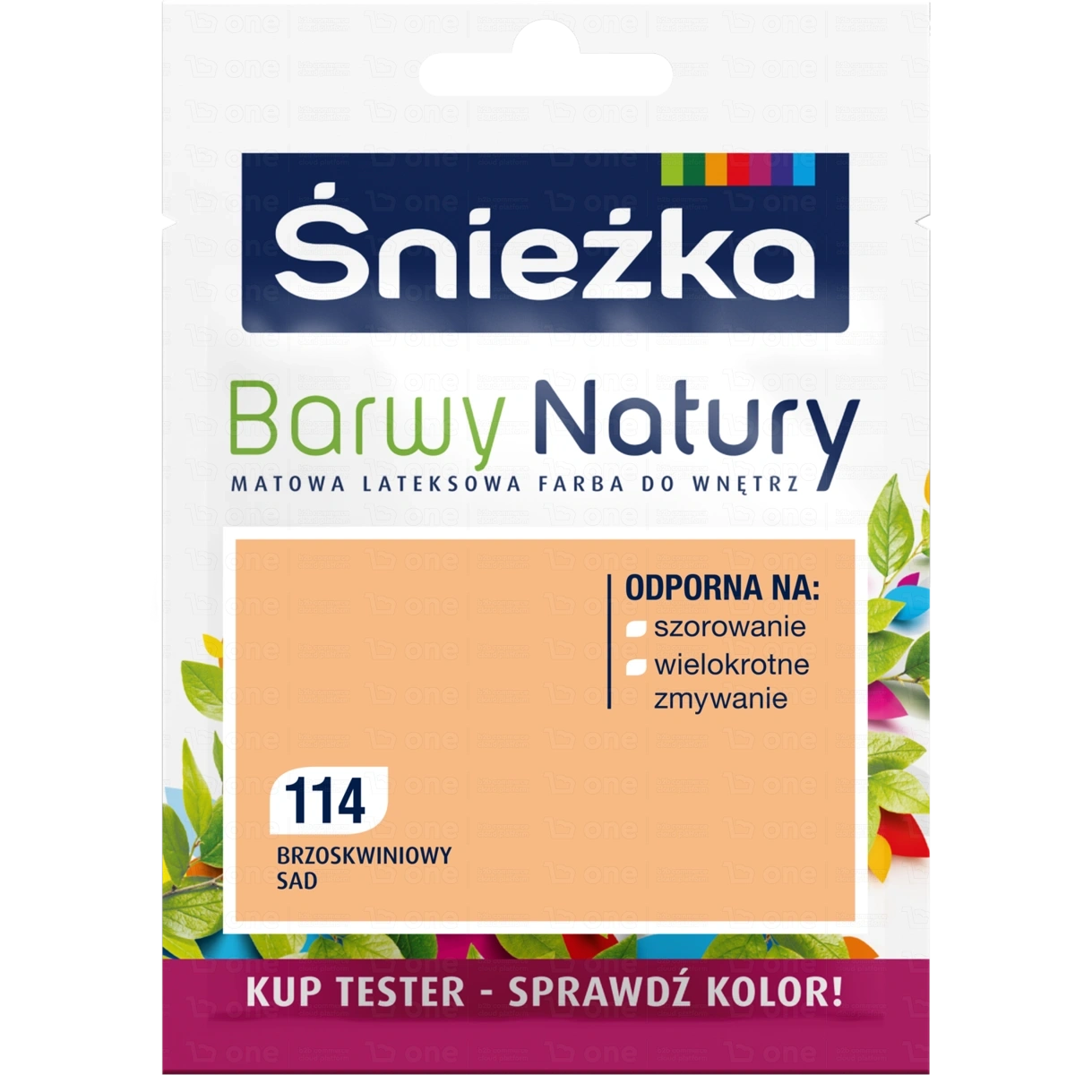 Farba lateksowa Śnieżka Barwy Natury do ścian i sufitów tester brzoskwiniowy sad 114 25 ml