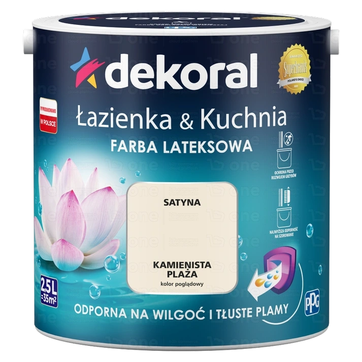 Farba lateksowa Dekoral Łazienka & Kuchnia do kuchni i łazienki kamienista plaża satyna 2,5 l