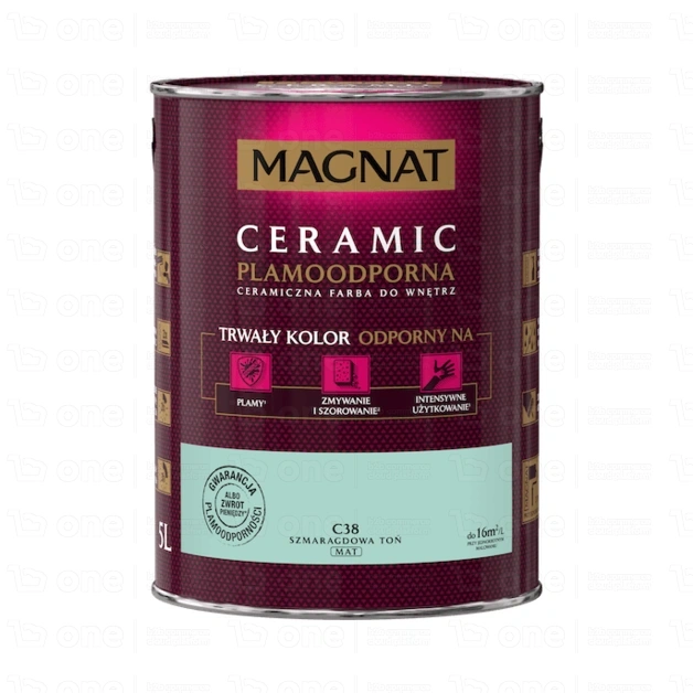 Farba ceramiczna MAGNAT Ceramic do ścian i sufitów szmaragdowa toń C38 mat 5 l