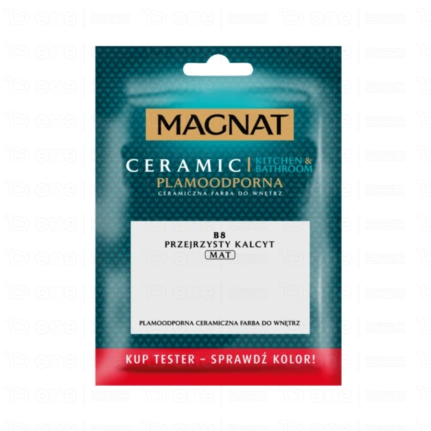 Farba ceramiczna MAGNAT Kuchnia, Łazienka do ścian i sufitów przejrzysty kalcyt B8 30 ml tester