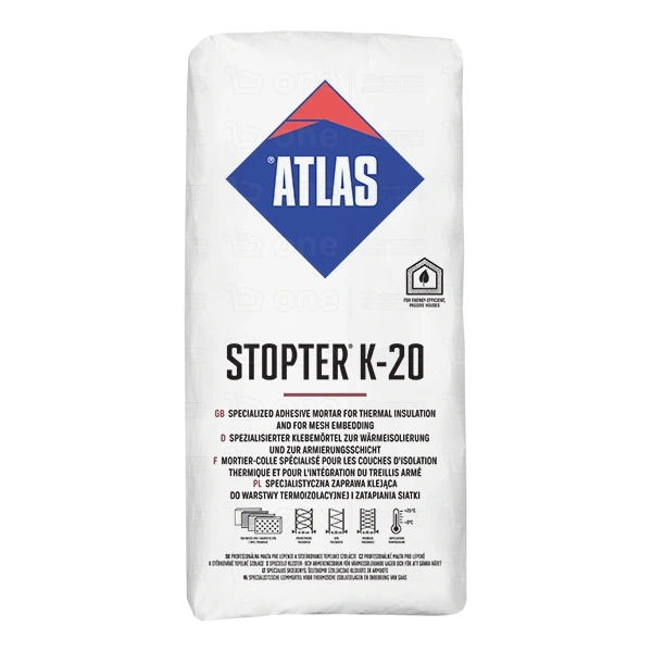 Zaprawa klejąca Atlas Stopter K-20 do styropianu i XPS oraz zatapiania siatki 25 kg