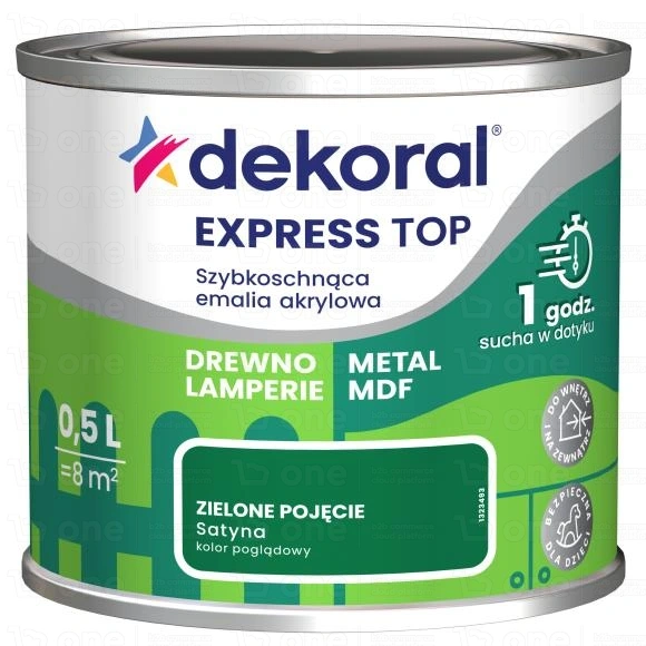 Emalia akrylowa Dekoral EXPRESS TOP do drewna i metalu zielone pojęcie satyna 0,5 l