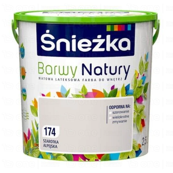 Farba lateksowa Śnieżka Barwy Natury do ścian i sufitów szarotka alpejska 174 mat 2,5 l