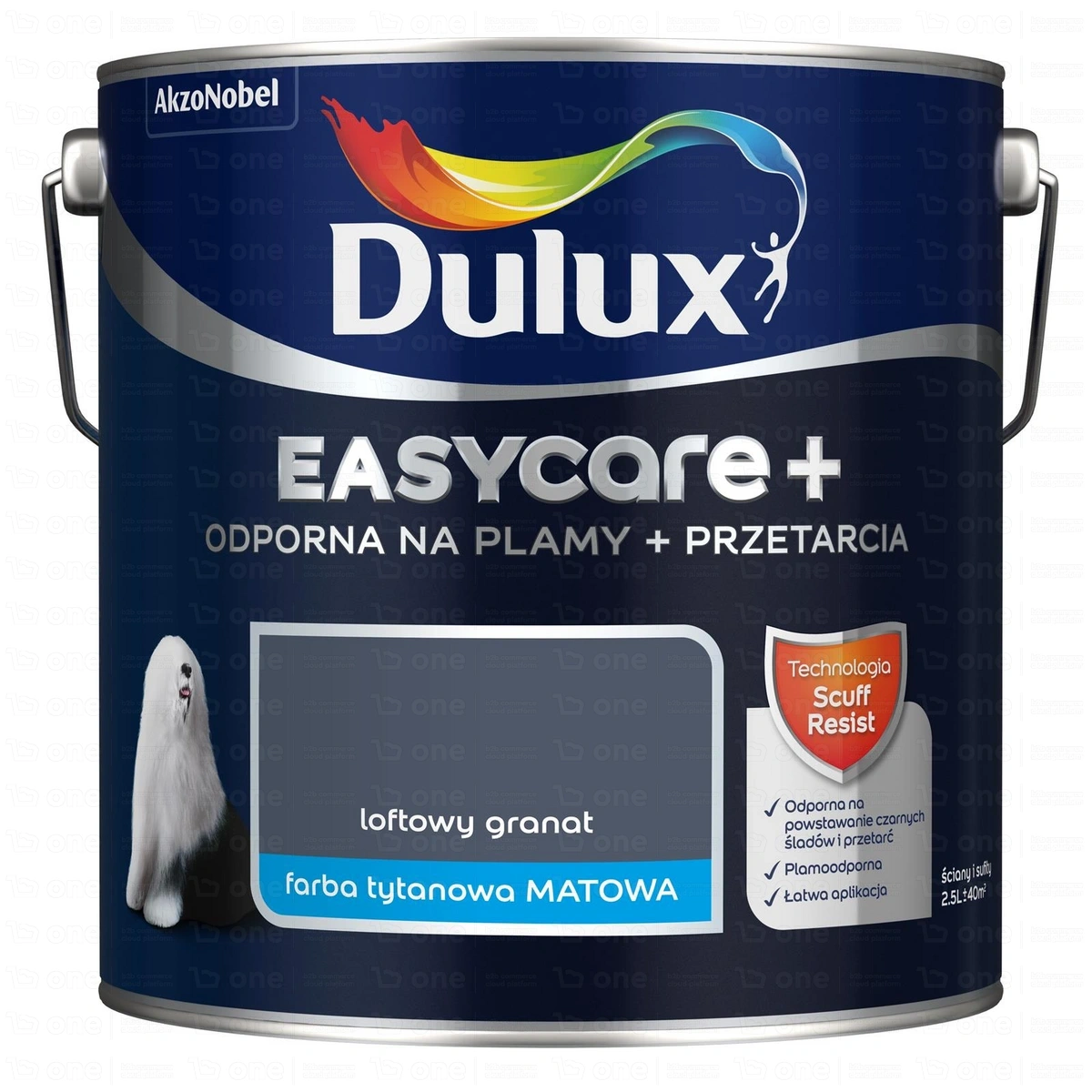 Farba lateksowa Dulux EasyCare+ Plamy+Przetarcia do ścian i sufitów loftowy granat mat 2,5 l