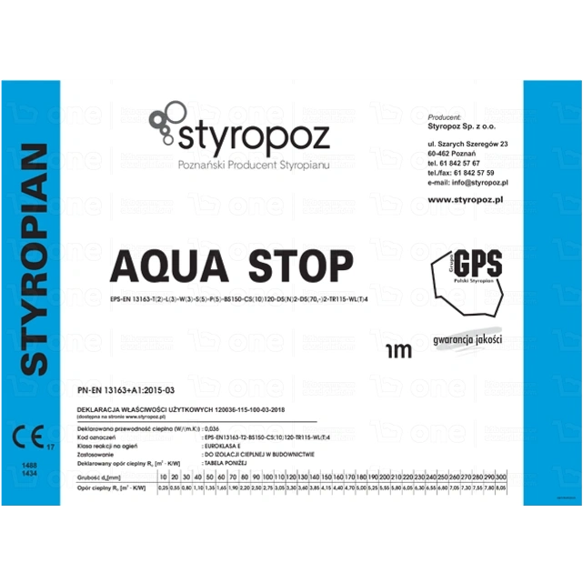 Styropian elewacyjny Styropoz Aqua Stop 036 gr. 10 cm 0,30 m3