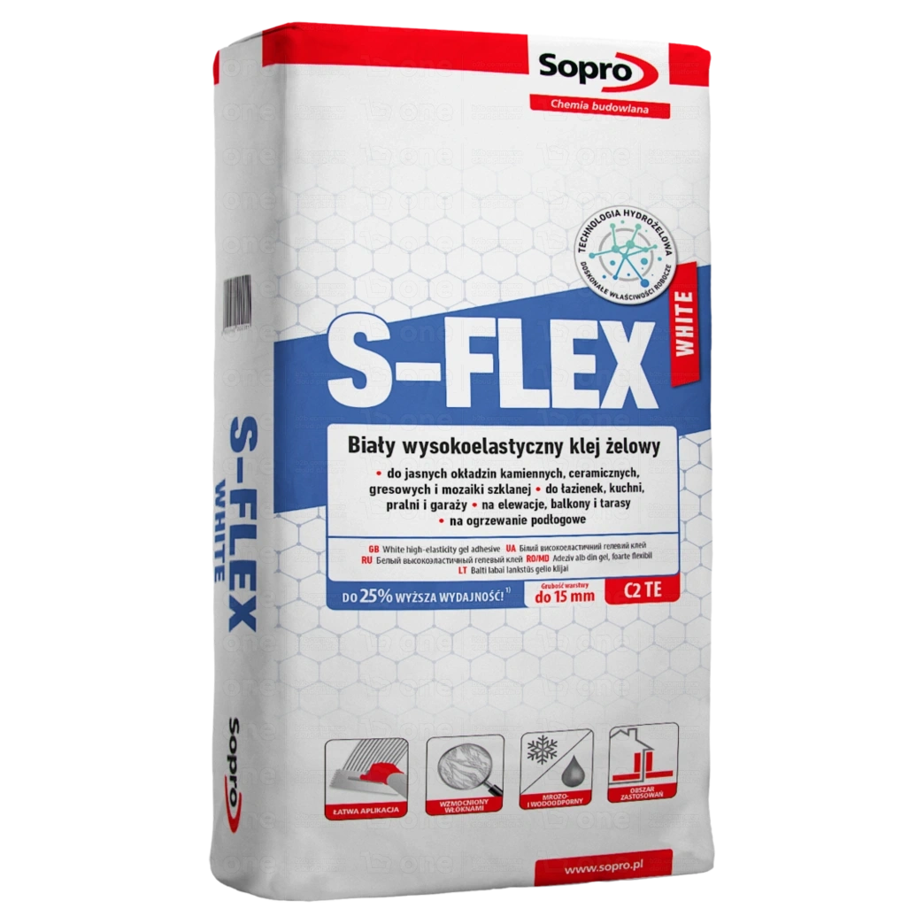 Klej żelowy wysokoelastyczny Sopro S-FLEX 202 biały 22,5 kg
