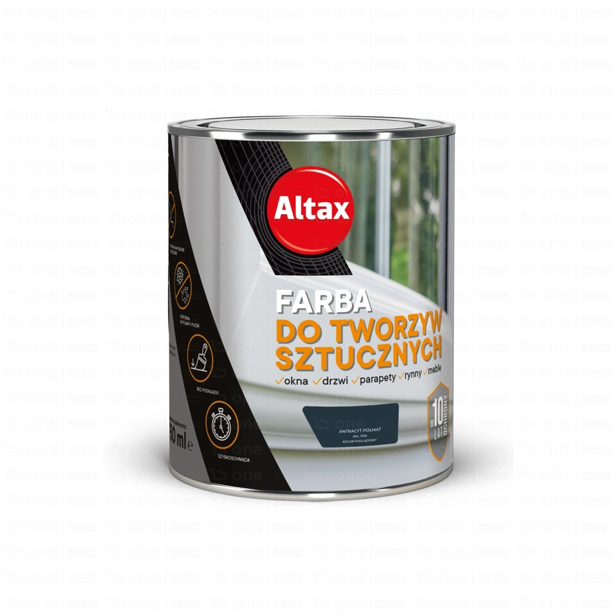 Farba akrylowa Altax Do tworzyw sztucznych antracyt półmat 0,75 l
