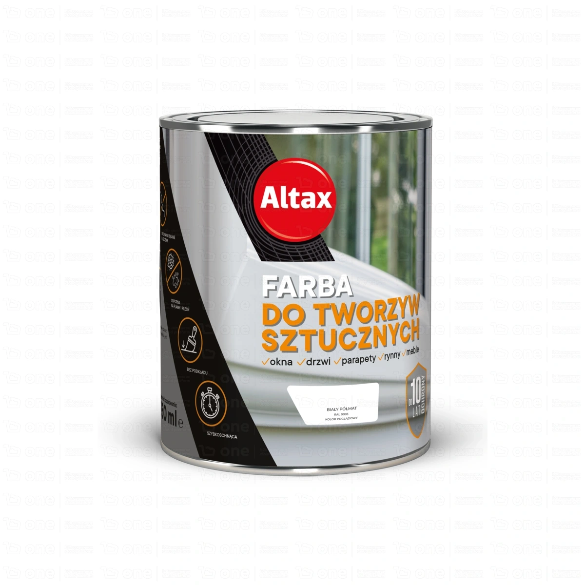 Farba akrylowa Altax Do tworzyw sztucznych biały półmat 0,75 l