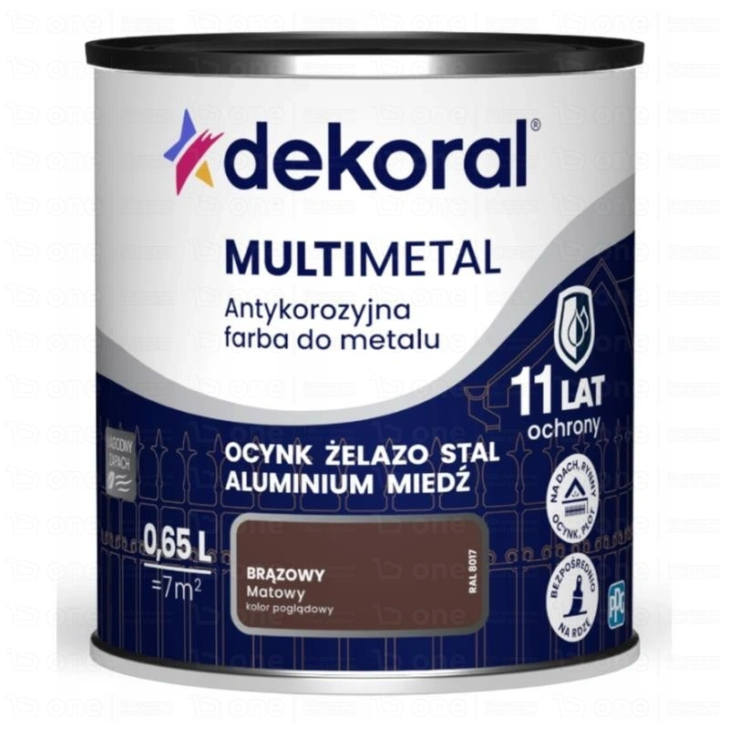 Farba antykorozyjna Dekoral Multimetal do metalu i betonu brązowy matowy 0,65 l