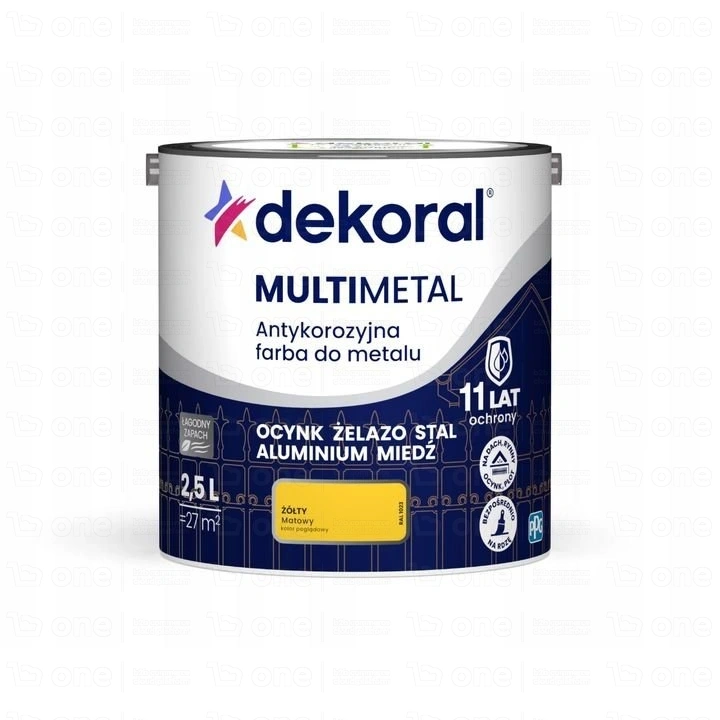 Farba antykorozyjna Dekoral Multimetal do metalu i betonu żółty matowy 2,5 l