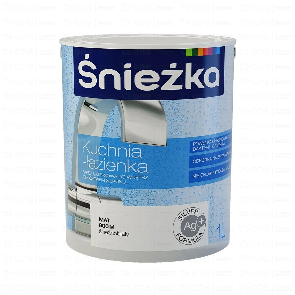 Farba lateksowa Śnieżka Kuchnia i Łazienka biała mat 1 l