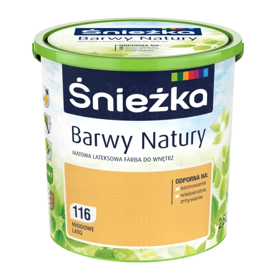 Farba lateksowa Śnieżka Barwy Natury do ścian i sufitów miodowe lato 116 mat 2,5 l