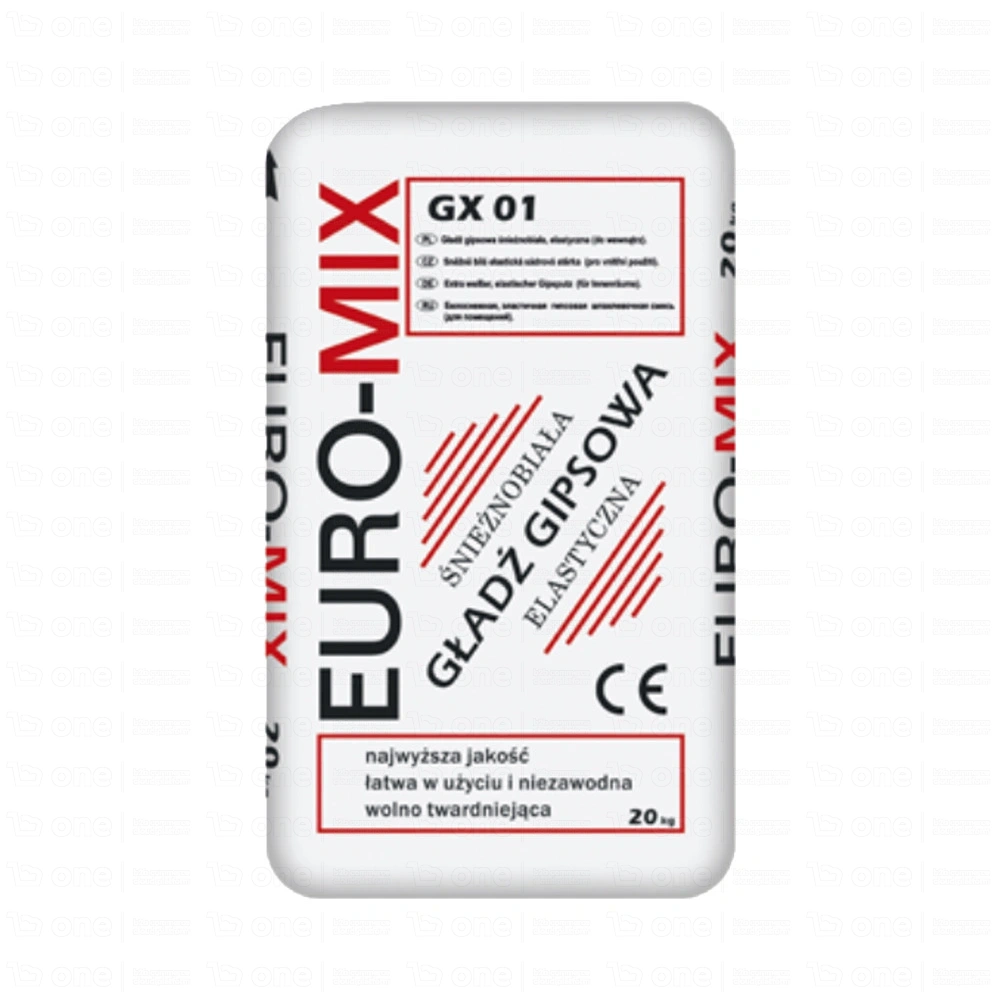 Gładź gipsowa elastyczna Euro-Mix GX 01 śnieżnobiała 20 kg