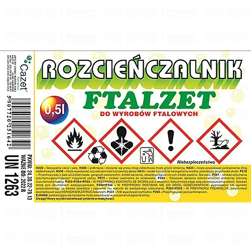 Rozcieńczalnik do wyrobów ftalowych Cazet Ftalzet 0,5 l