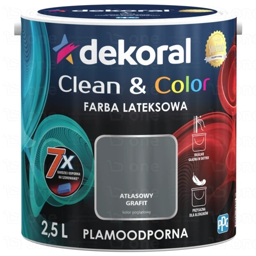 Farba lateksowa Dekoral Clean&Color atłasowy grafit satyna 2,5 l