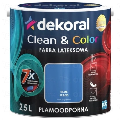 Farba lateksowa Dekoral Clean&Color blue jeans satyna 2,5 l