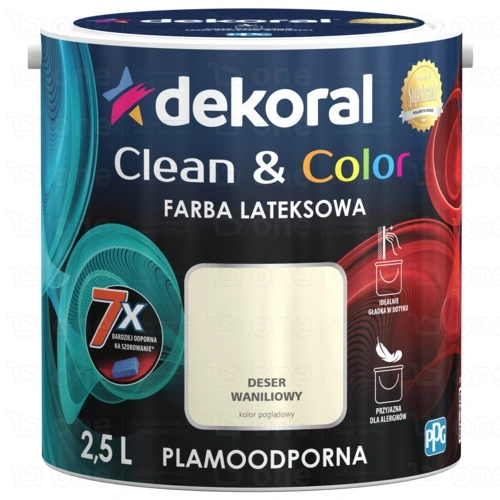Farba lateksowa Dekoral Clean&Color deser waniliowy satyna 2,5 l