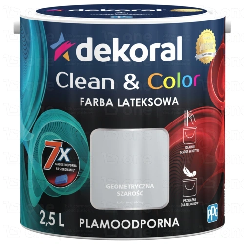 Farba lateksowa Dekoral Clean&Color geometryczna szarość satyna 2,5 l