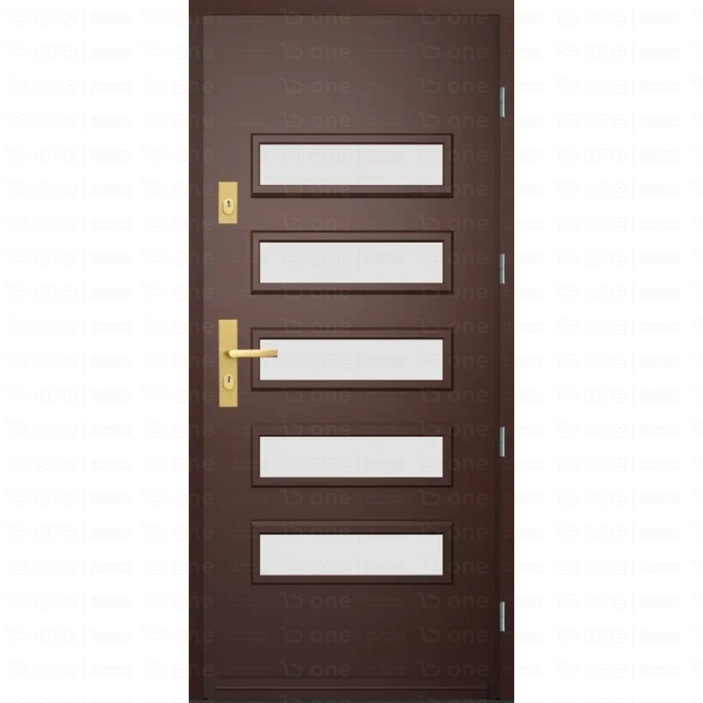 Drzwi zewnętrzne Pol-Skone Saturn 04S5 RAL 7016 90 cm prawe z ościeżnicą