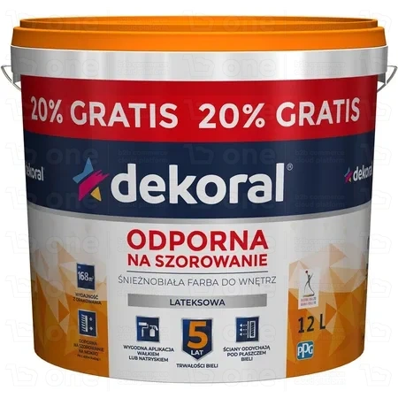 Farba lateksowa Dekoral Akrylit W do ścian i sufitów biała 15 l