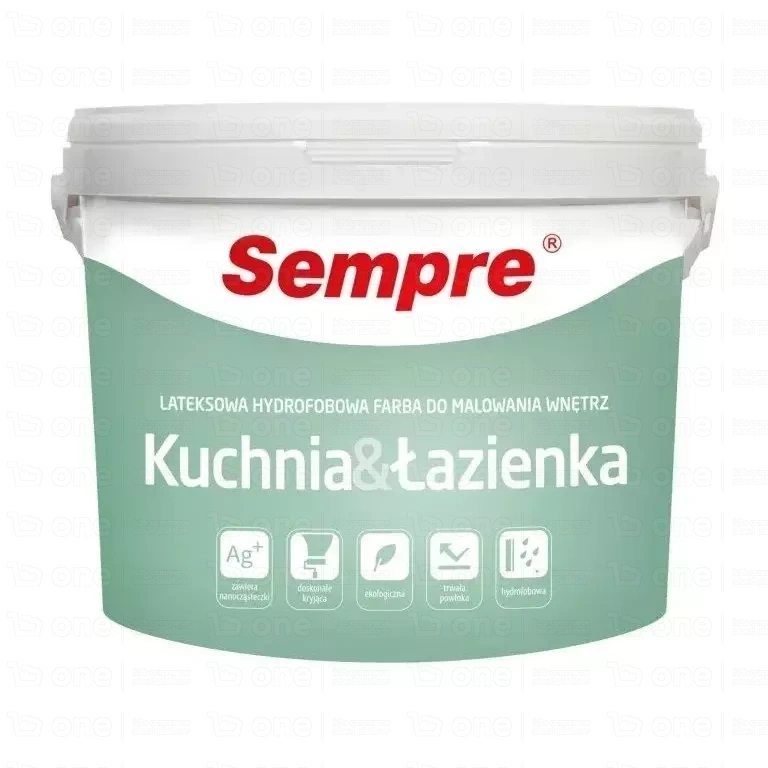 Lateksowa farba do wnętrz z nanosrebrem Sempre Farby KUCHNIA&ŁAZIENKA biała 2,5 l