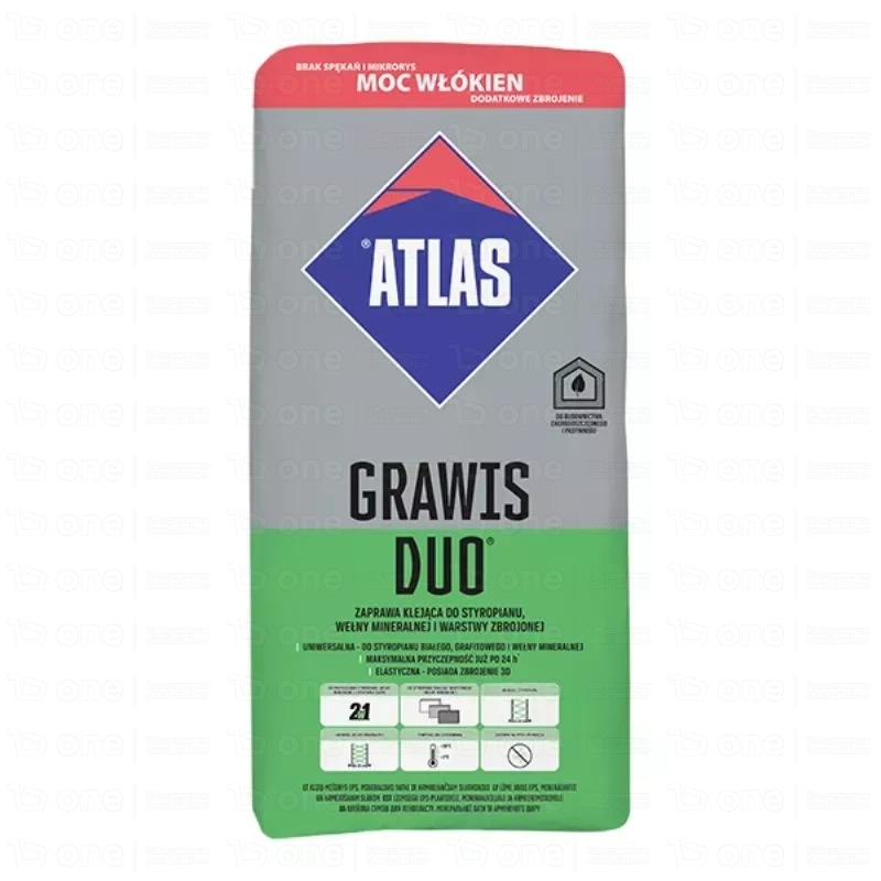 Zaprawa klejąca Atlas Grawis Duo do styropianu i zatapiania siatki 25 kg