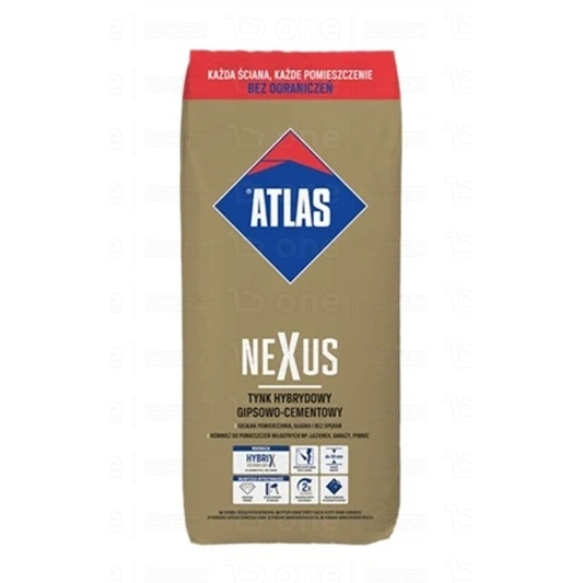 Tynk hybrydowy gipsowo-cementowy Atlas Nexus 22,5 kg